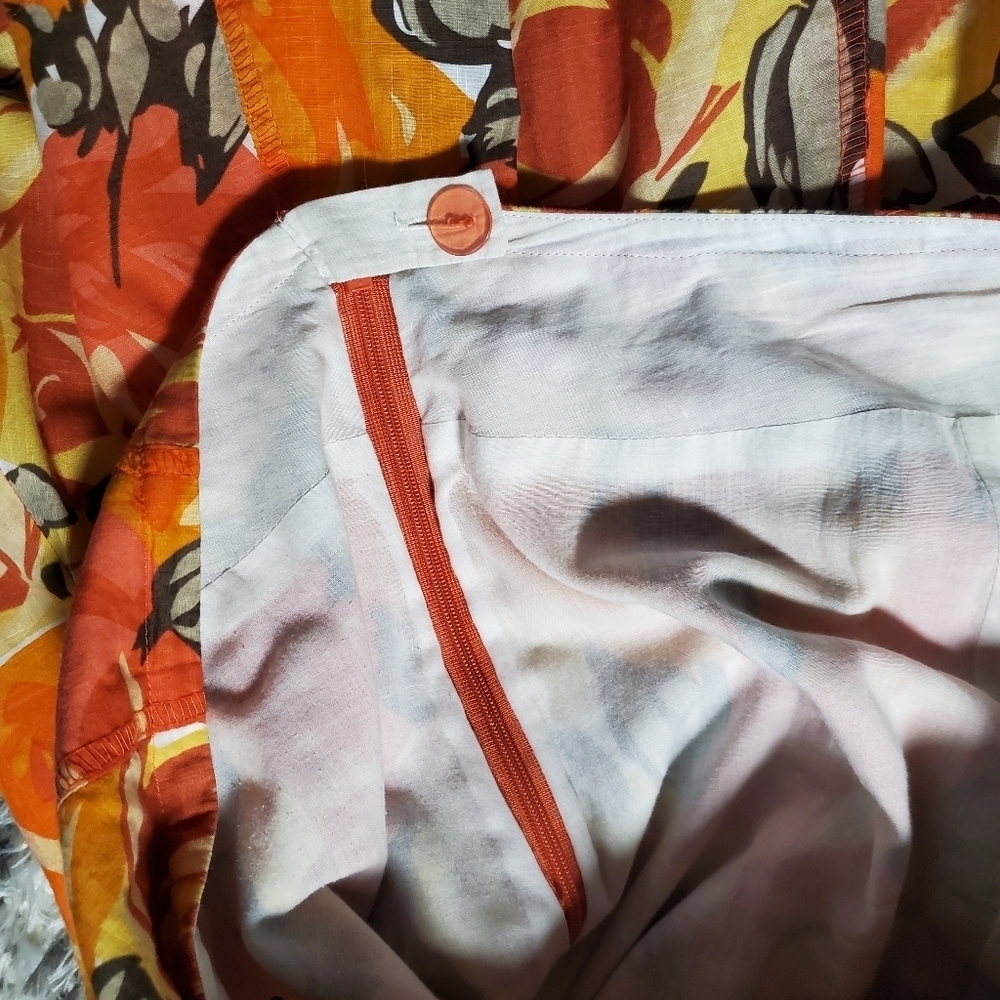 NIC+ZOE Orange And Red Floral Cotton Skirt - Picture 4 of 11